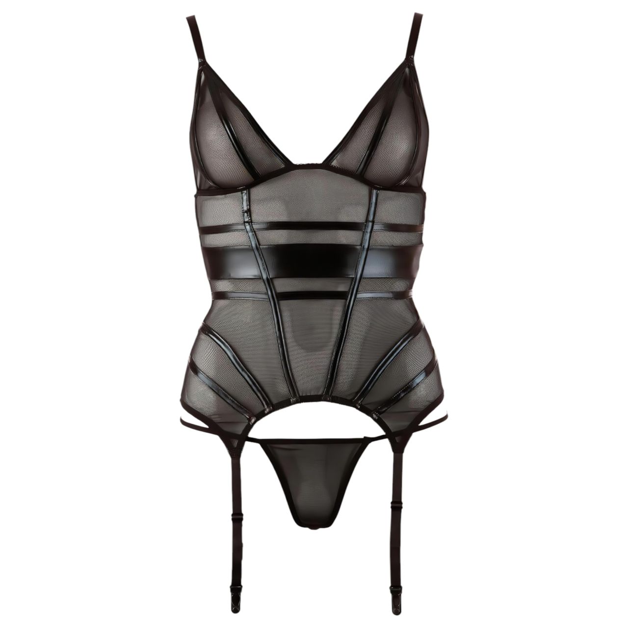 Cottelli - fényes csíkos, átlátszó felső (fekete) Cottelli - fényes csíkos, átlátszó felső (fekete)