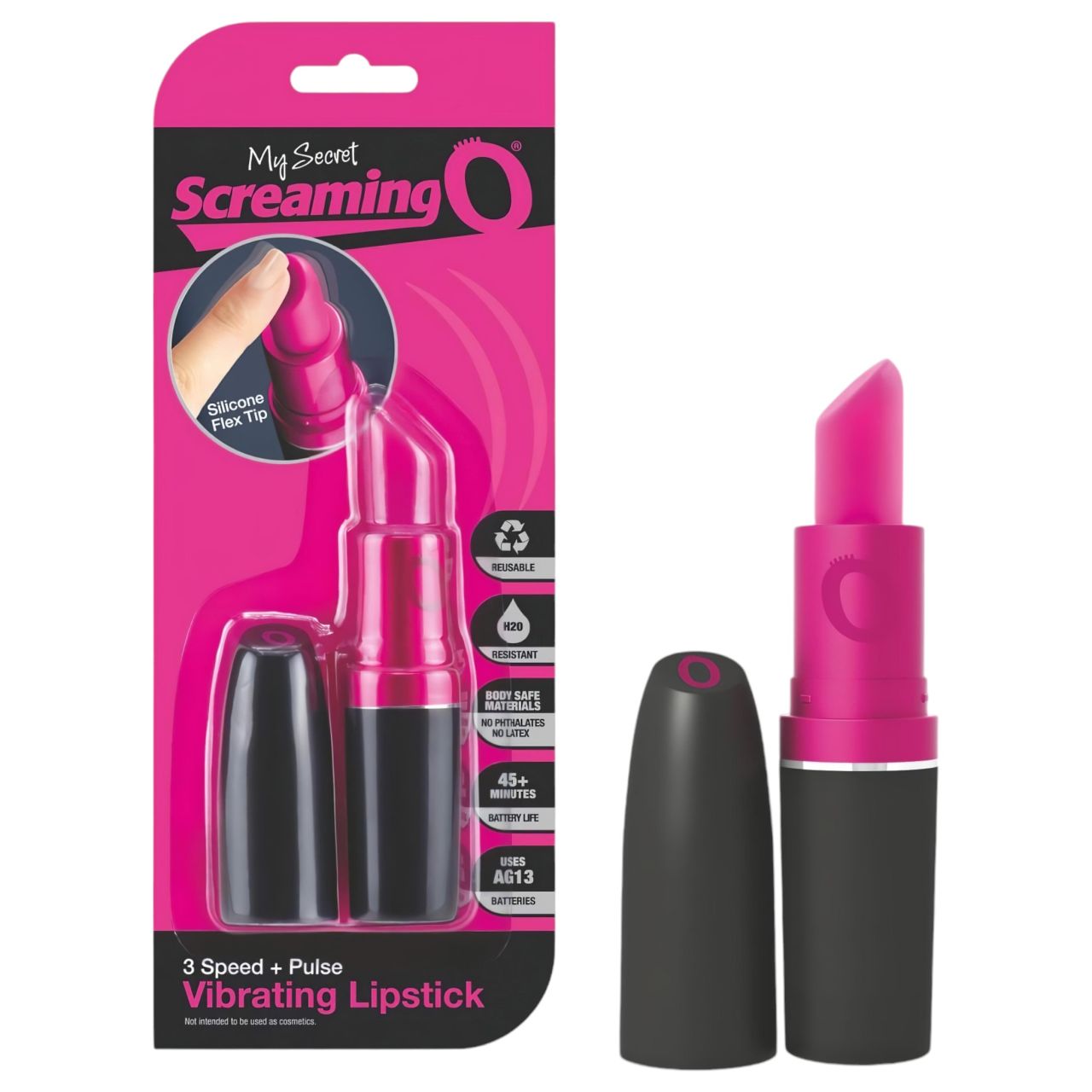 Screaming Lipstick - rúzs vibrátor (fekete-pink)