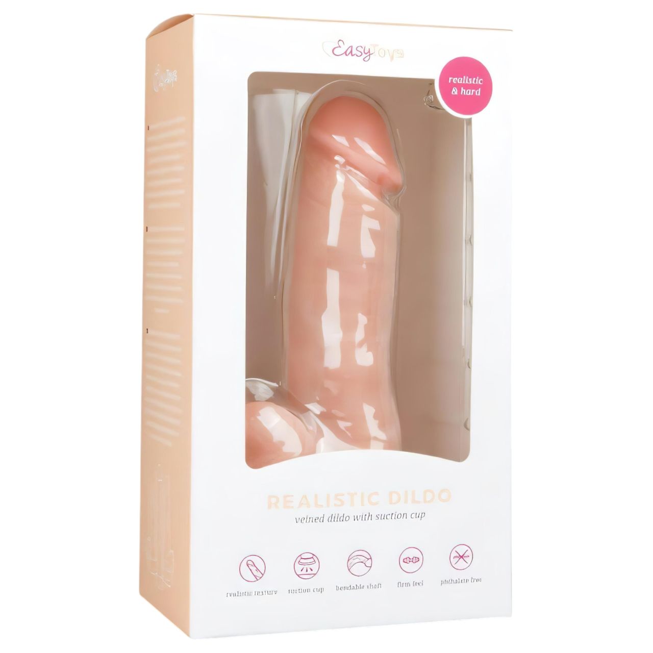 Easytoys - tapadótalpas, herés dildó (17,5cm) - natúr