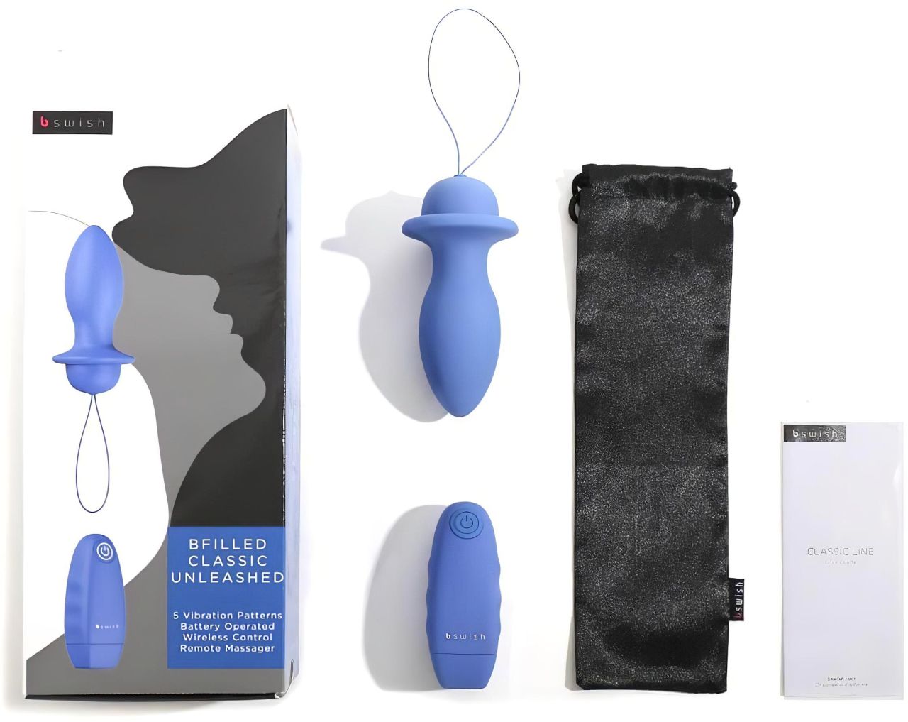 / B SWISH Bfilled Classic - rádiós anál vibrátor (kék)