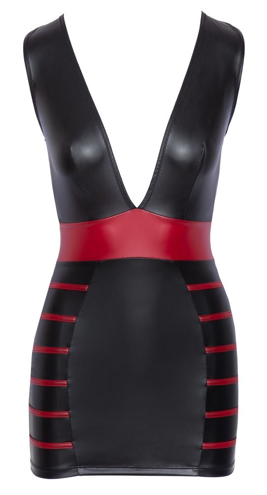 Cottelli Party - csíkos, testre simuló ruha (fekete-vörös)