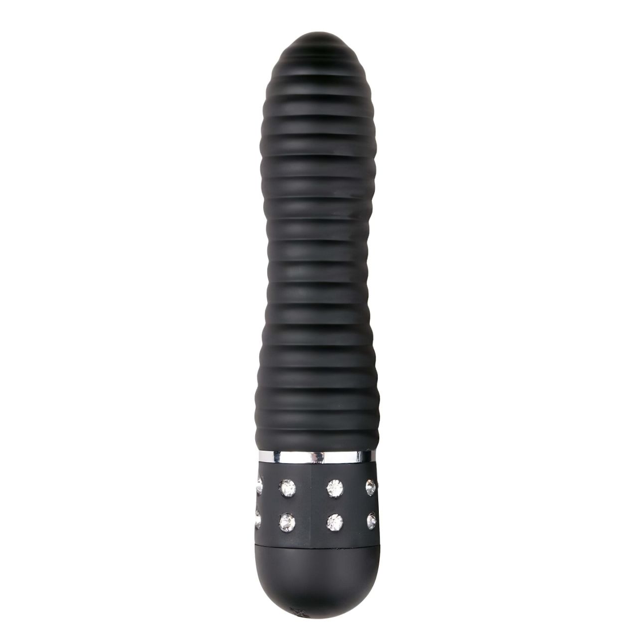 Easytoys Diamond Ribbed - bordázott rúd vibrátor (fekete)