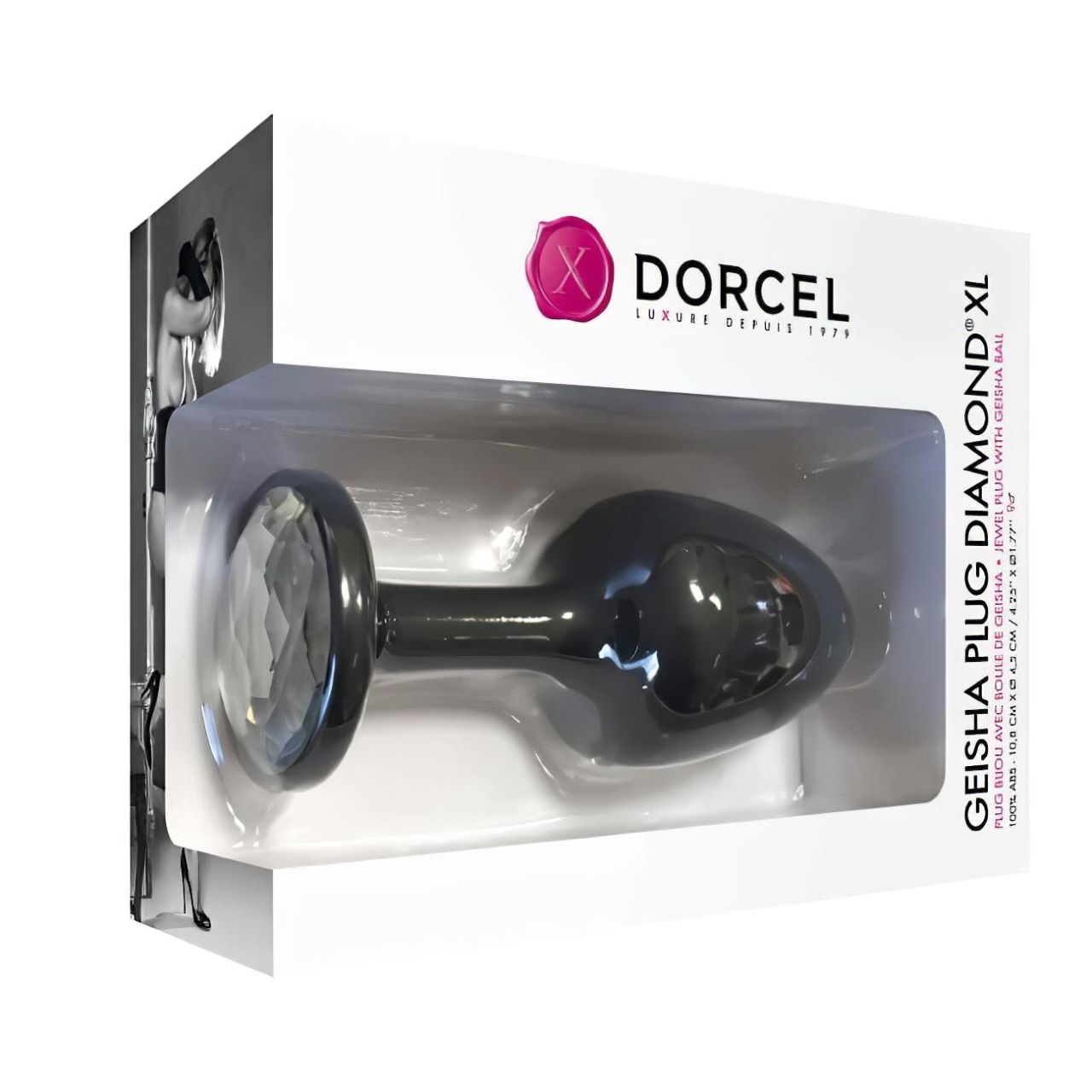 Dorcel Geisha Plug Diamond XL - fehér köves anál dildó (fekete)