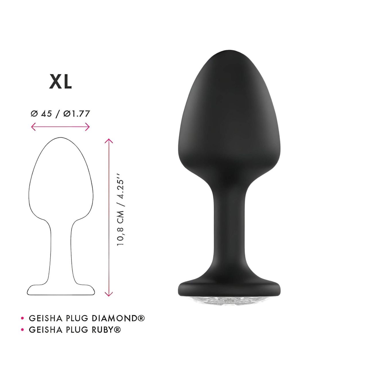 Dorcel Geisha Plug Diamond XL - fehér köves anál plug (fekete) Dorcel Geisha Plug Diamond XL - fehér köves anál plug (fekete)