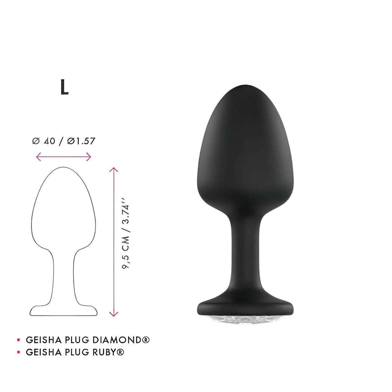 Dorcel Geisha Plug Diamond L - fehér köves anál plug (fekete) Dorcel Geisha Plug Diamond L - fehér köves anál plug (fekete)