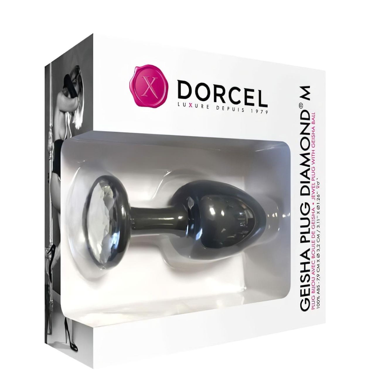 Dorcel Geisha Plug Diamond M - fehér köves anál plug (fekete) Dorcel Geisha Plug Diamond M - fehér köves anál plug (fekete)