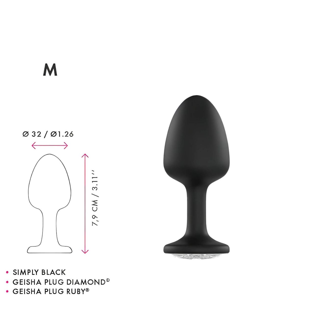 Dorcel Geisha Plug Diamond M - fehér köves anál plug (fekete) Dorcel Geisha Plug Diamond M - fehér köves anál plug (fekete)