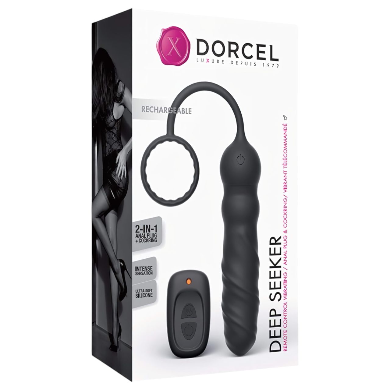 Dorcel Deep Seeker - akkus, rádiós anál vibrátor (fekete)