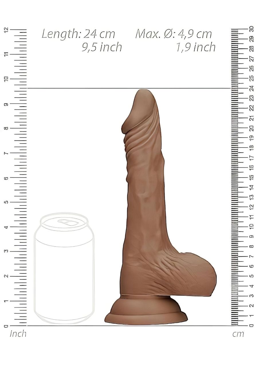 RealRock Dong 9 - élethű, herés dildó (23cm) - sötét natúr