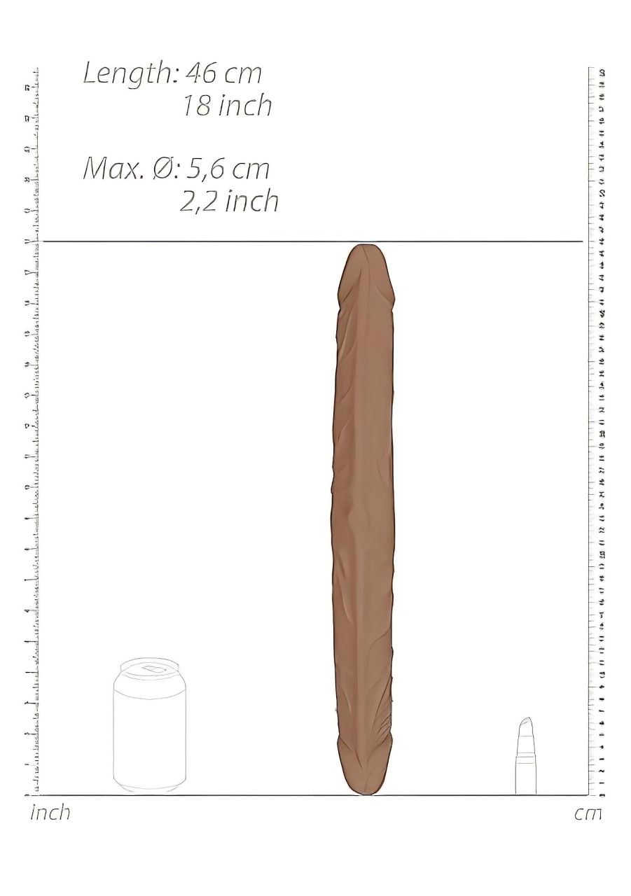 RealRock Double Dong 18 - dupla dildó (46cm) - sötét natúr