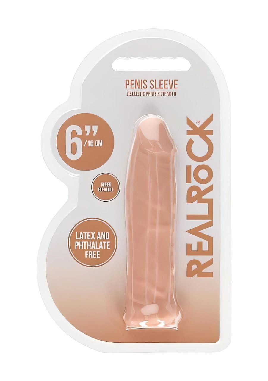 RealRock Penis Sleeve 6 - péniszköpeny (17cm) - natúr