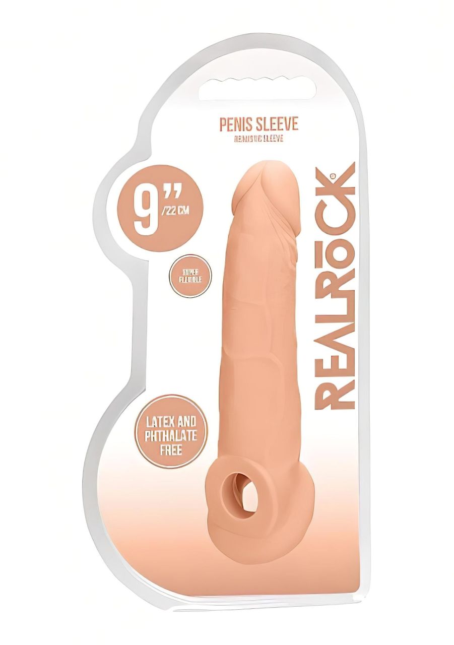 RealRock Penis Sleeve 9 - péniszköpeny (21,5cm) - natúr