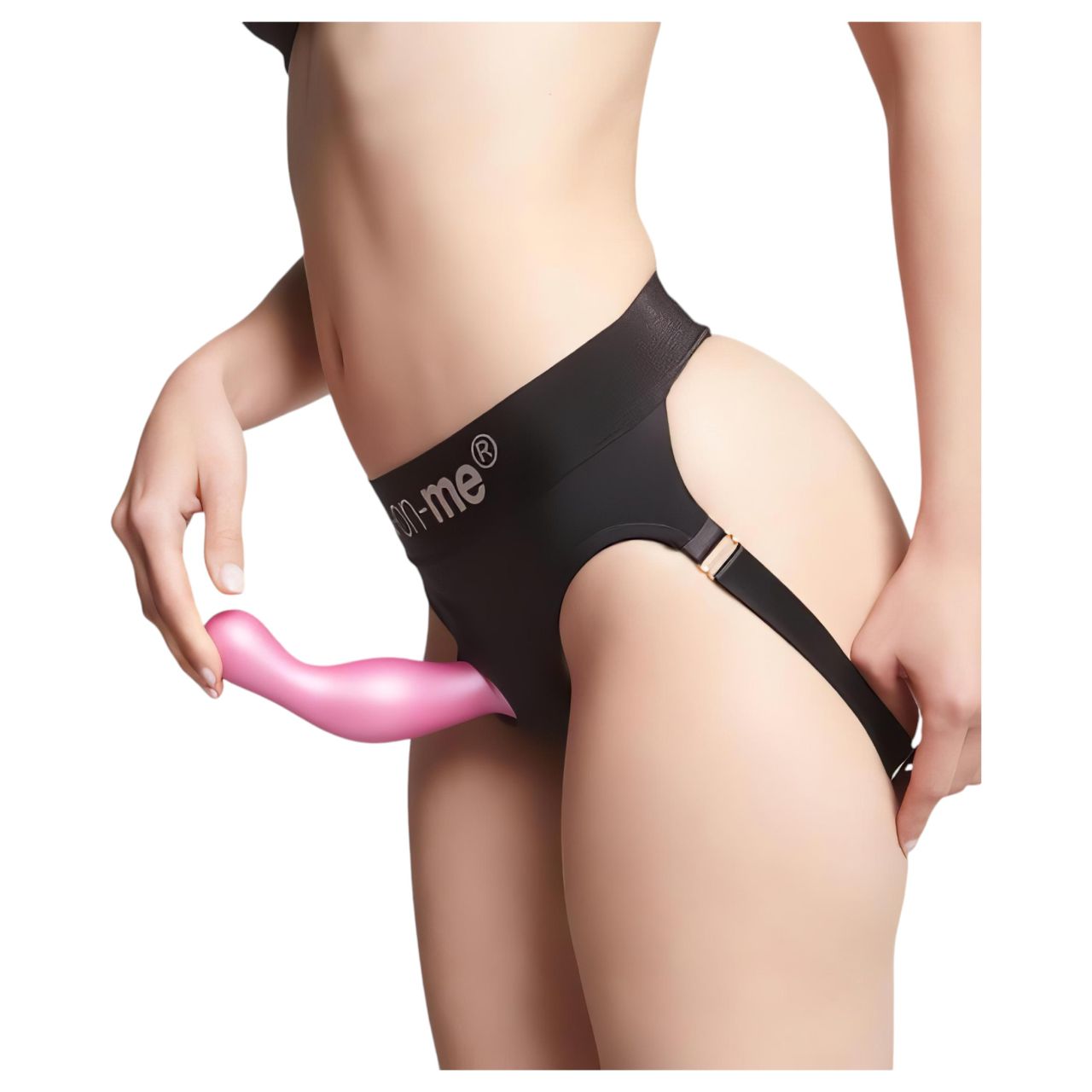 / Strap-on-me Curvy S - hullámos, tapadókorongos dildó (pink)
