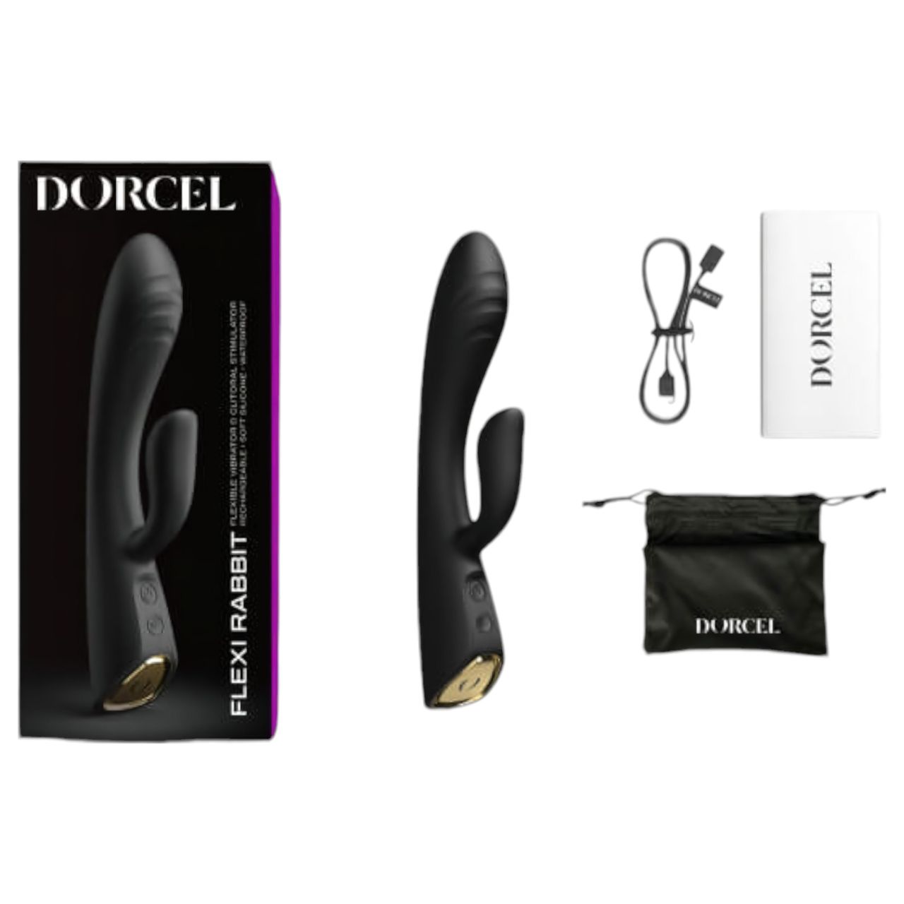 Dorcel Flexi Rabbit - melegítős csiklókaros vibrátor (fekete)