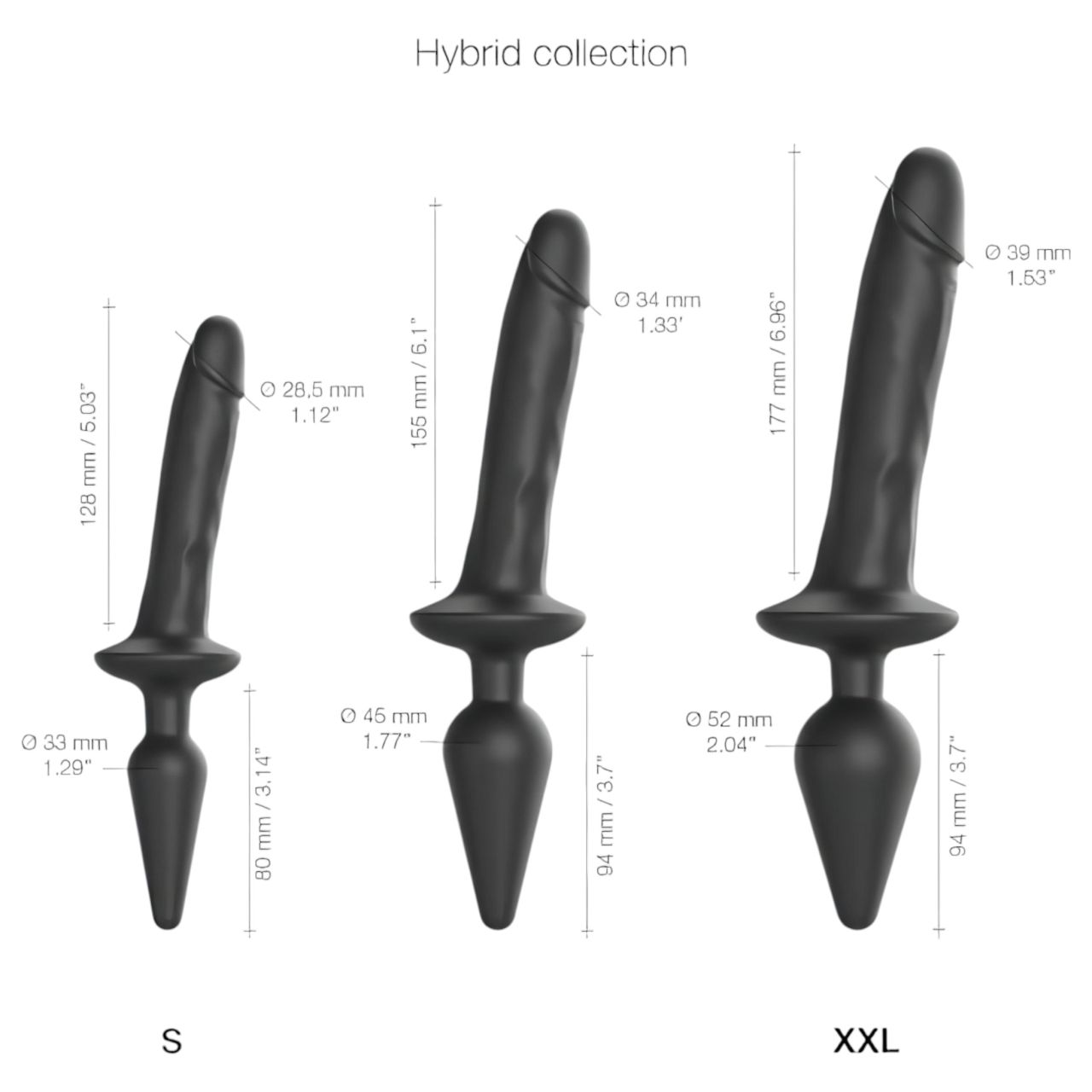 / Strap-on-me Swith Realistic XXL - 2in1 szilikon dildó (fekete)