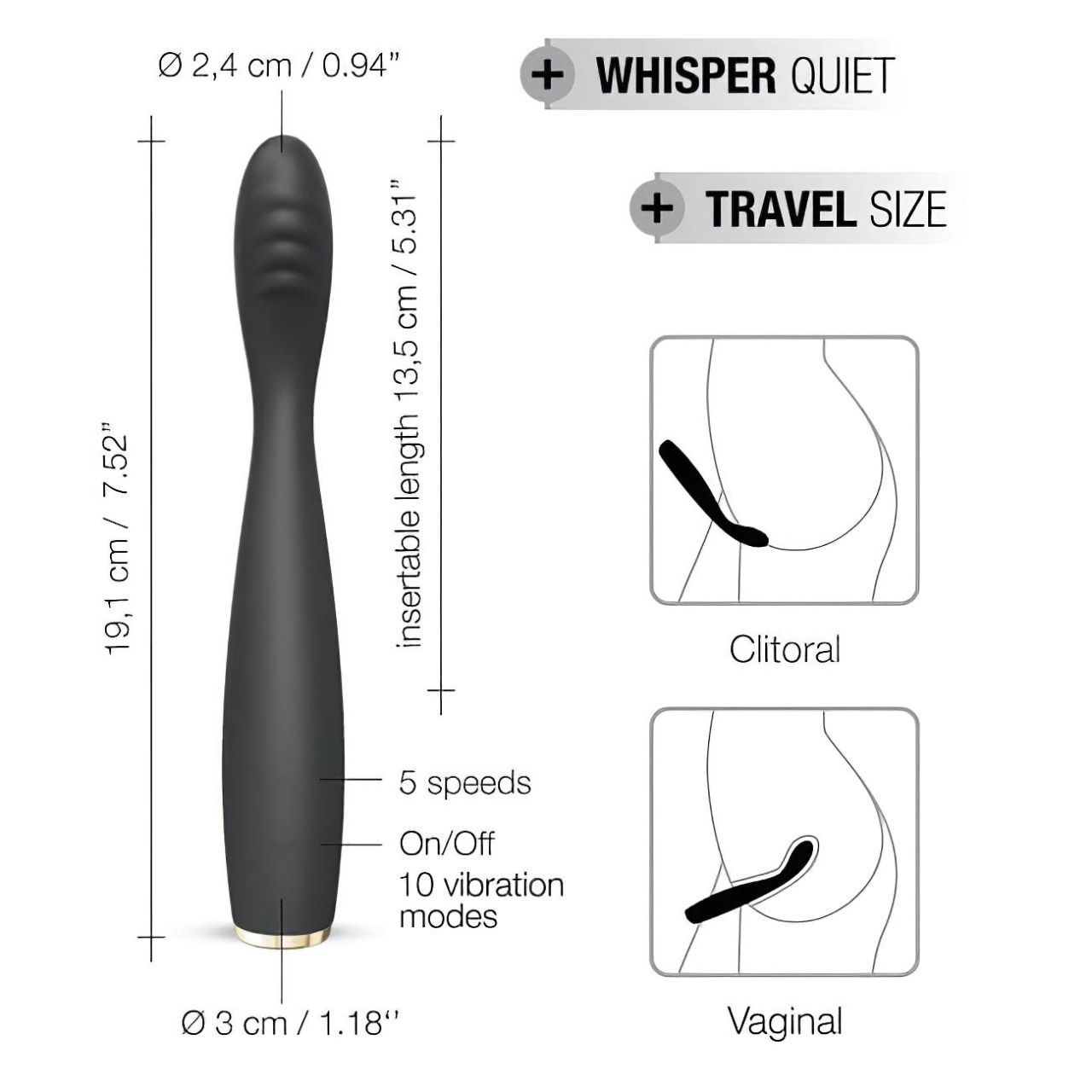/ Dorcel G-slim - akkus, G-pont vibrátor (fekete)
