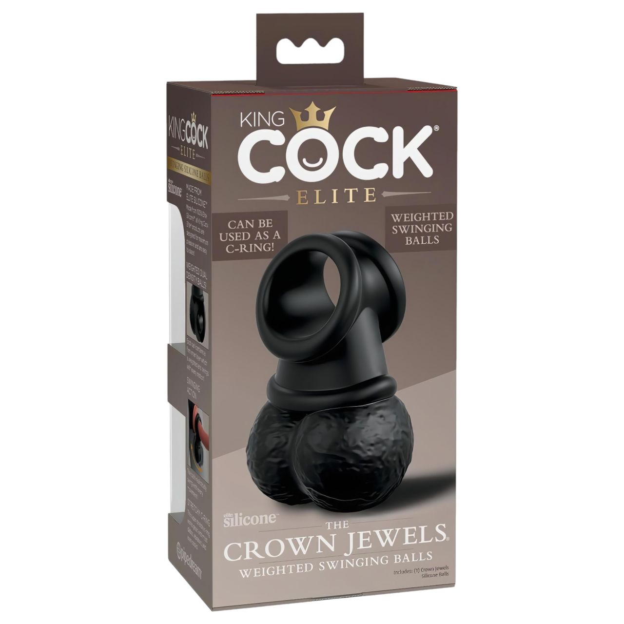 King Cock Elite Crown Jewels - lengőhere, péniszfeltét (fekete)