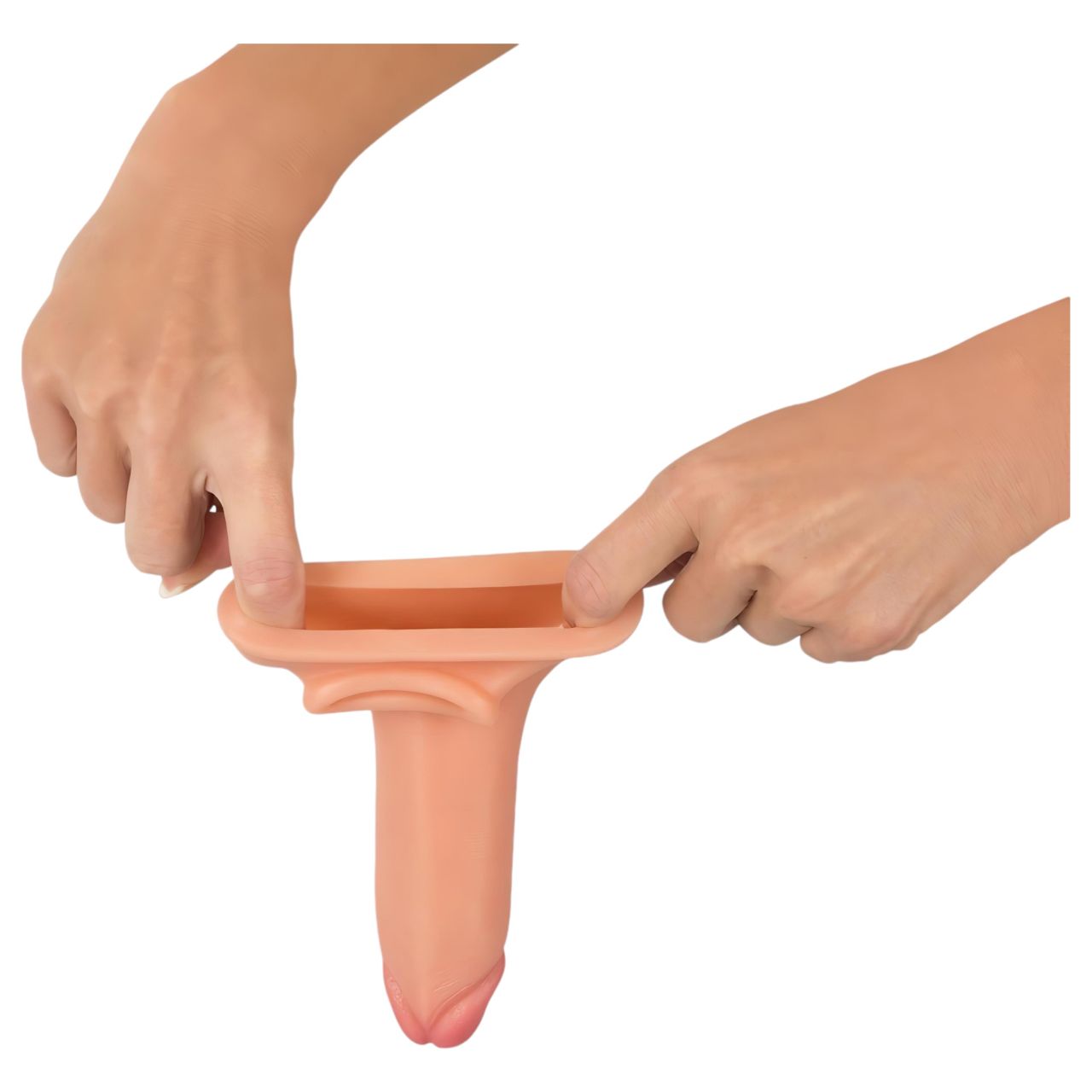 Realistixxx - heregyűrűs hosszabbító péniszköpeny - 19cm (natúr)