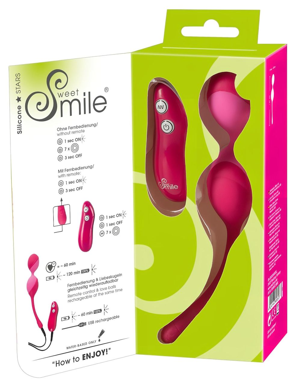 SMILE Love Balls - 82g -os, akkus, rádiós vibrációs tojás (pink)