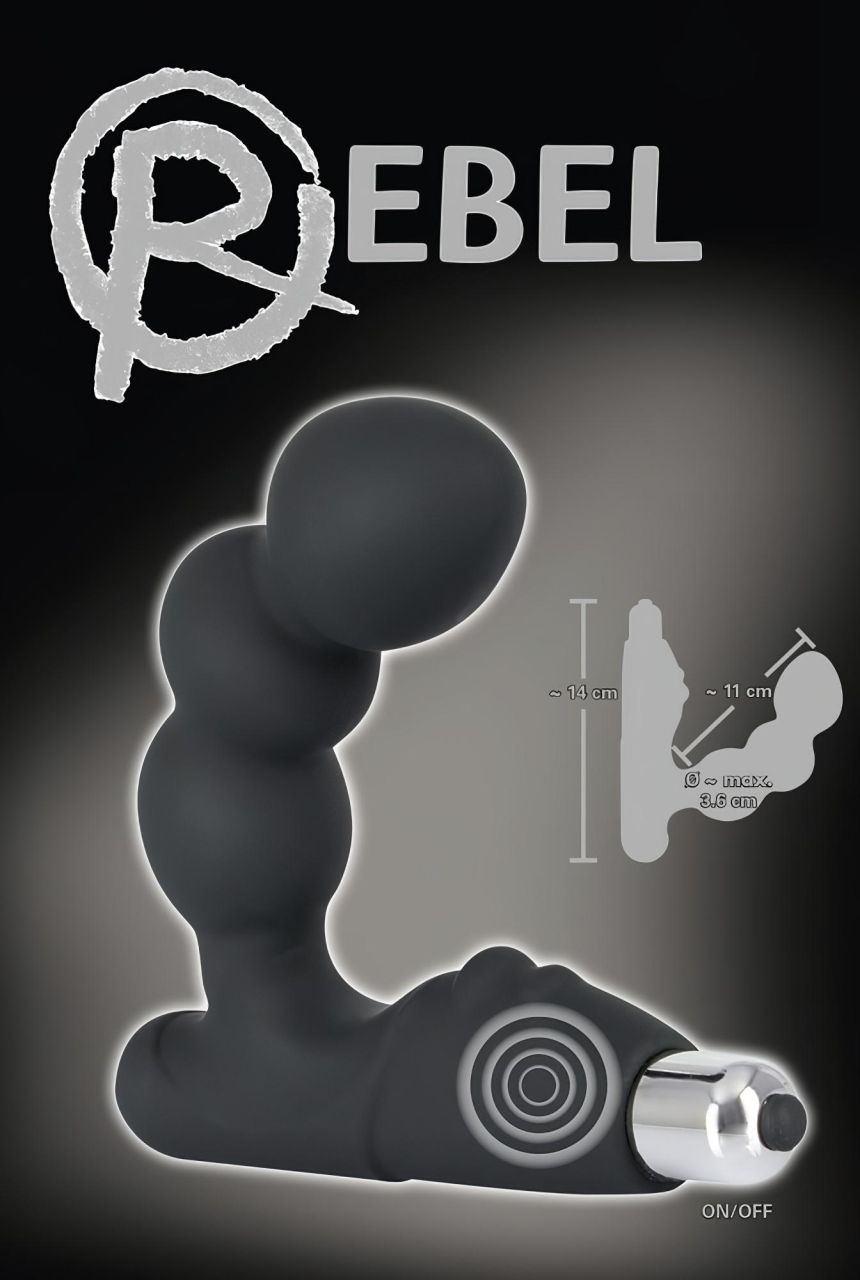 Rebel - gömbös prosztata vibrátor (fekete)