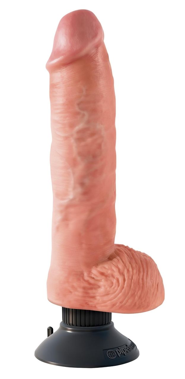 King Cock 10 hajlítható, tapadótalpas vibrátor (25 cm) - natúr