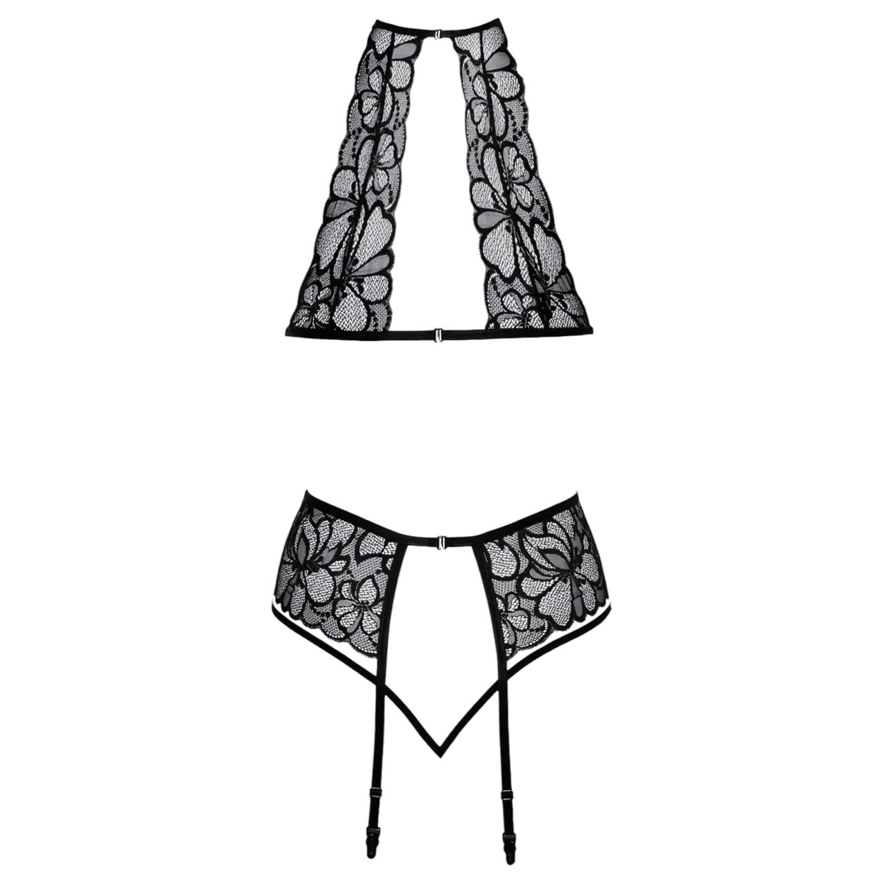 / Kissable - nyakpántos, csipke melltartó szett (fekete)