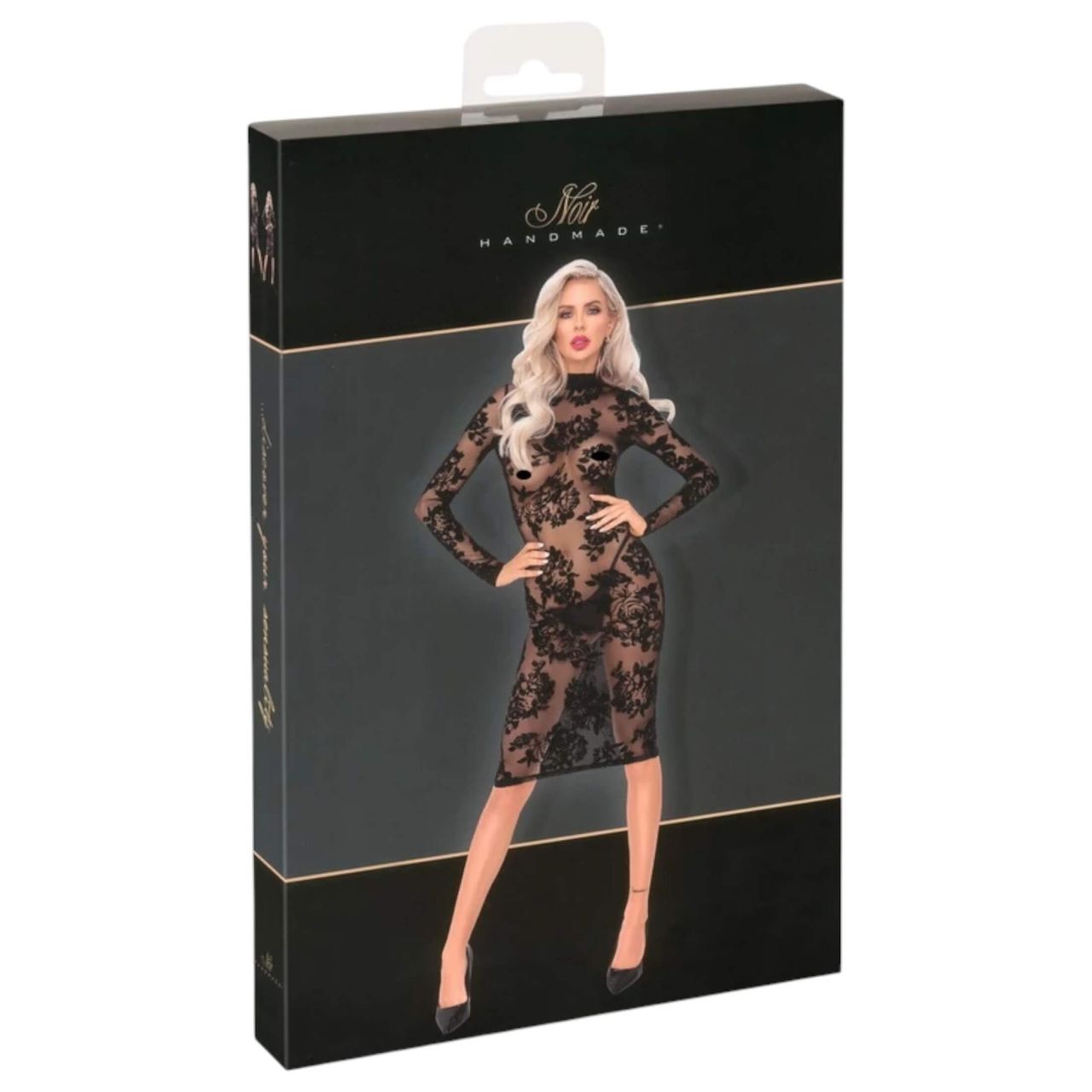 / Noir - rózsás, hosszúujjú ruha (fekete) / Noir - rózsás, hosszúujjú ruha (fekete)