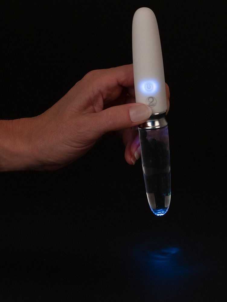You2Toys Liaison - akkus, szilikon-üveg LED vibrátor (áttetsző-fehér)