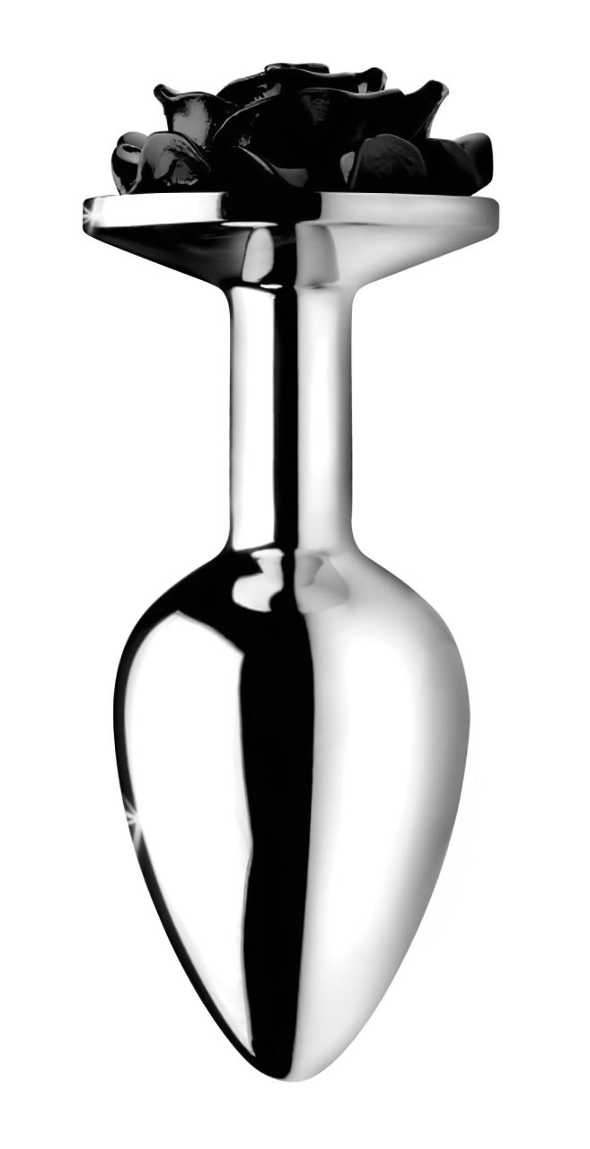 Booty Sparks Black Rose - alumínium anál plug (ezüst-fekete) Booty Sparks Black Rose - alumínium anál plug (ezüst-fekete)