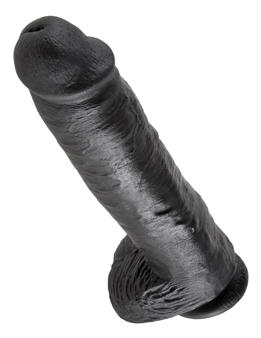 King Cock 11 - nagy tapadótalpas, herés dildó (28cm) - fekete