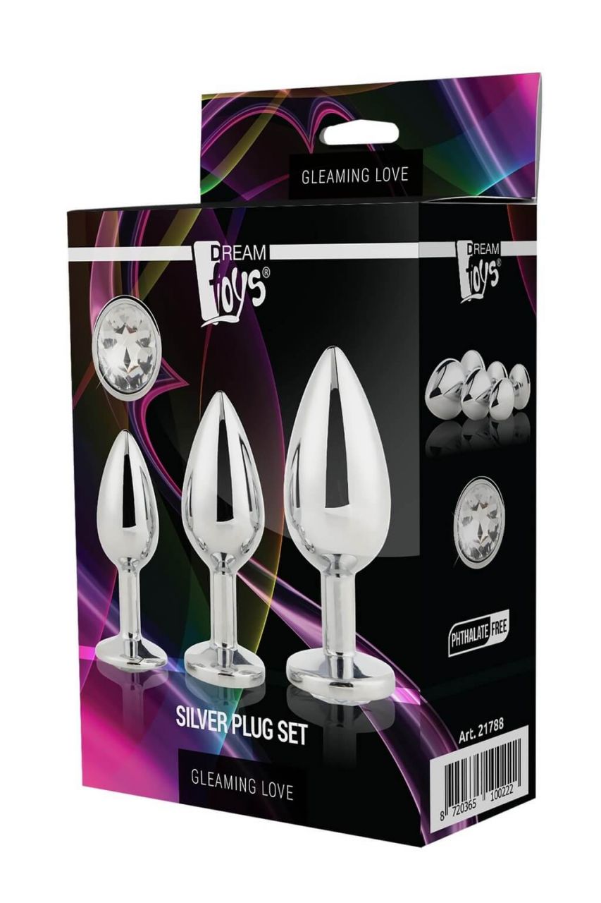 Gleaming Love - anál kúp dildó szett - ezüst (3 részes)