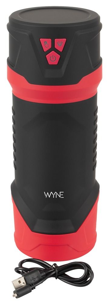 WYNE 04 - akkus, rezgő-szívó maszturbátor (fekete-piros)