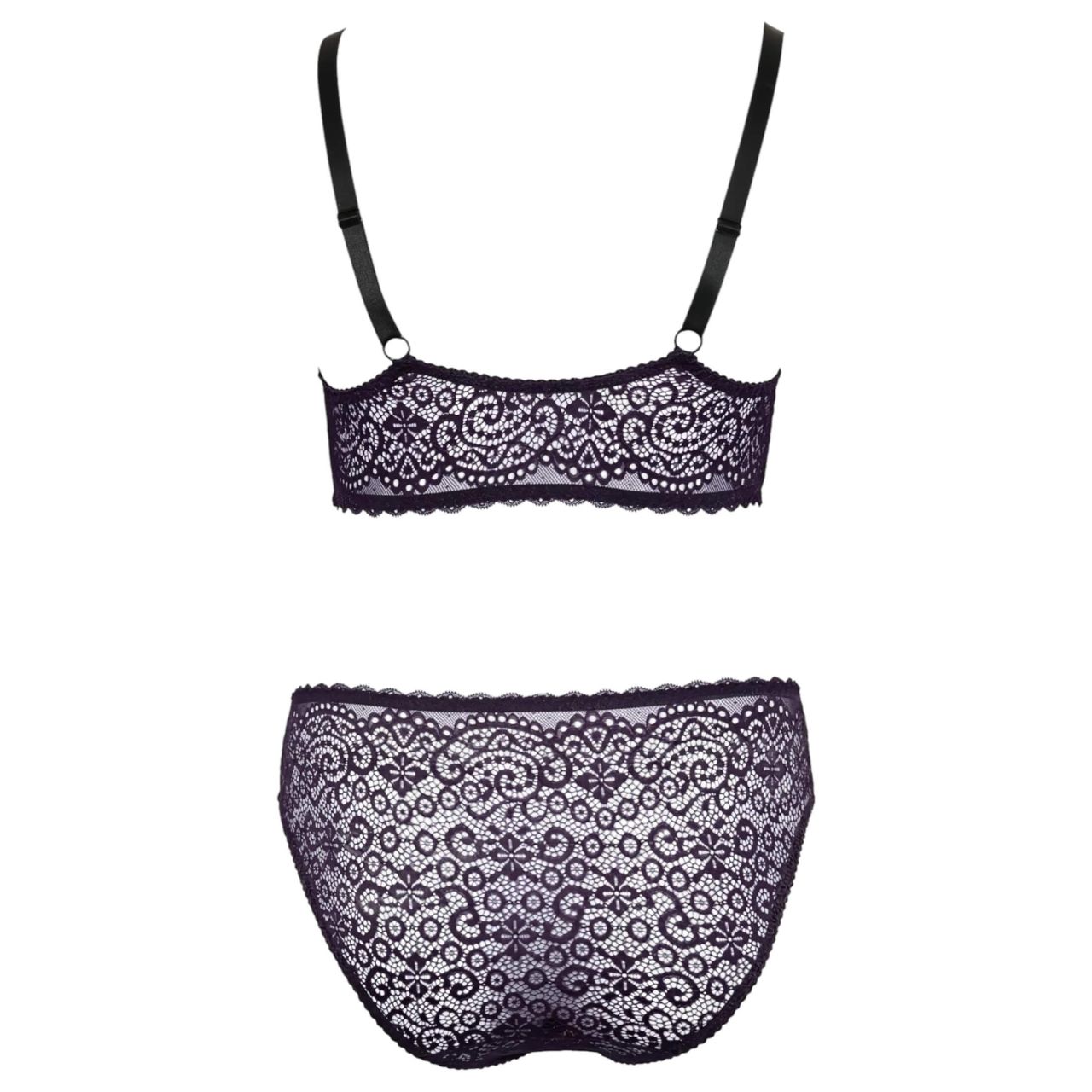 Cottelli Plus Size - áttetsző mintás melltartó szett (lila)