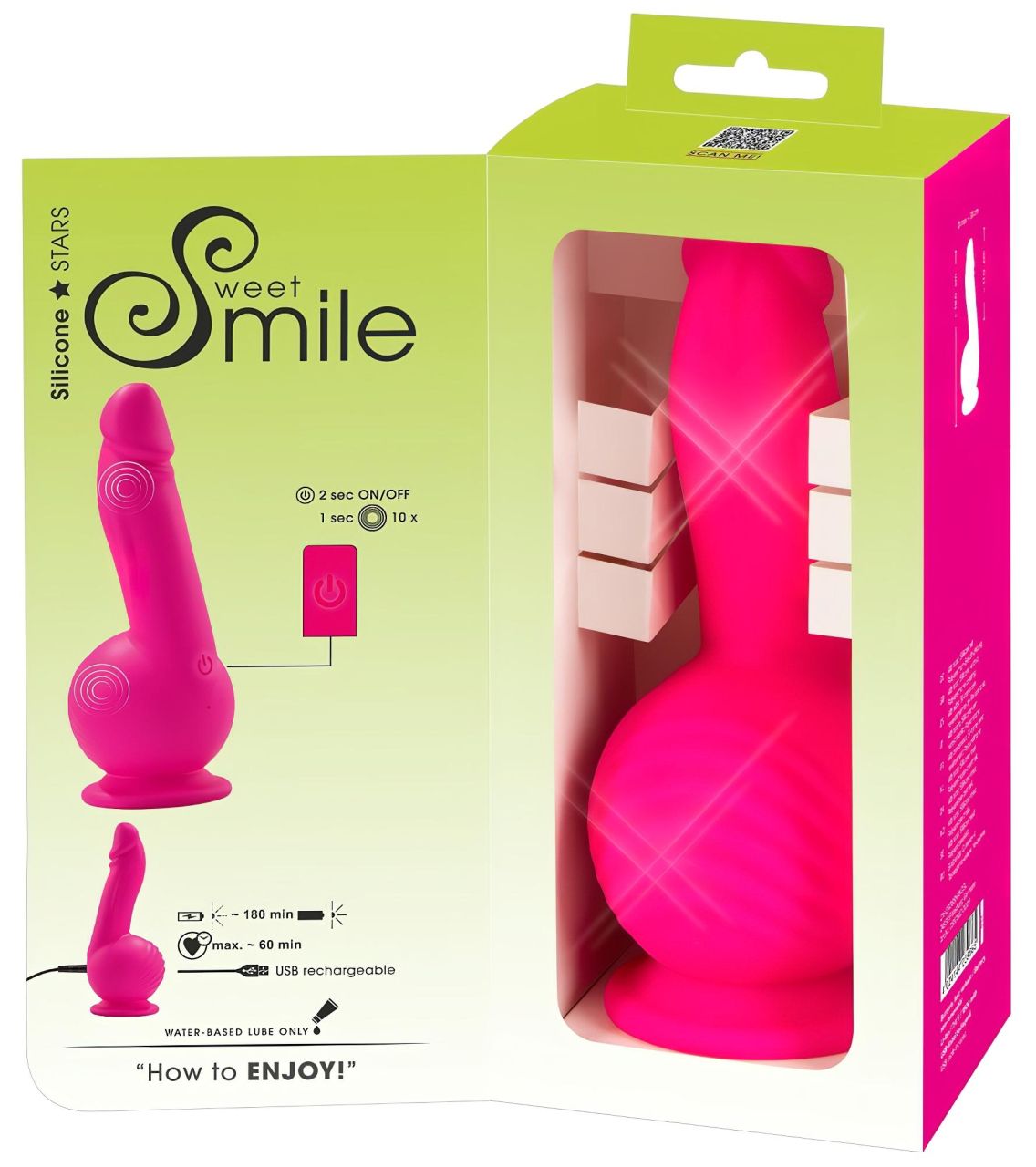 SMILE Powerful - akkus, 2 motoros tapadókorongos vibrátor (pink)