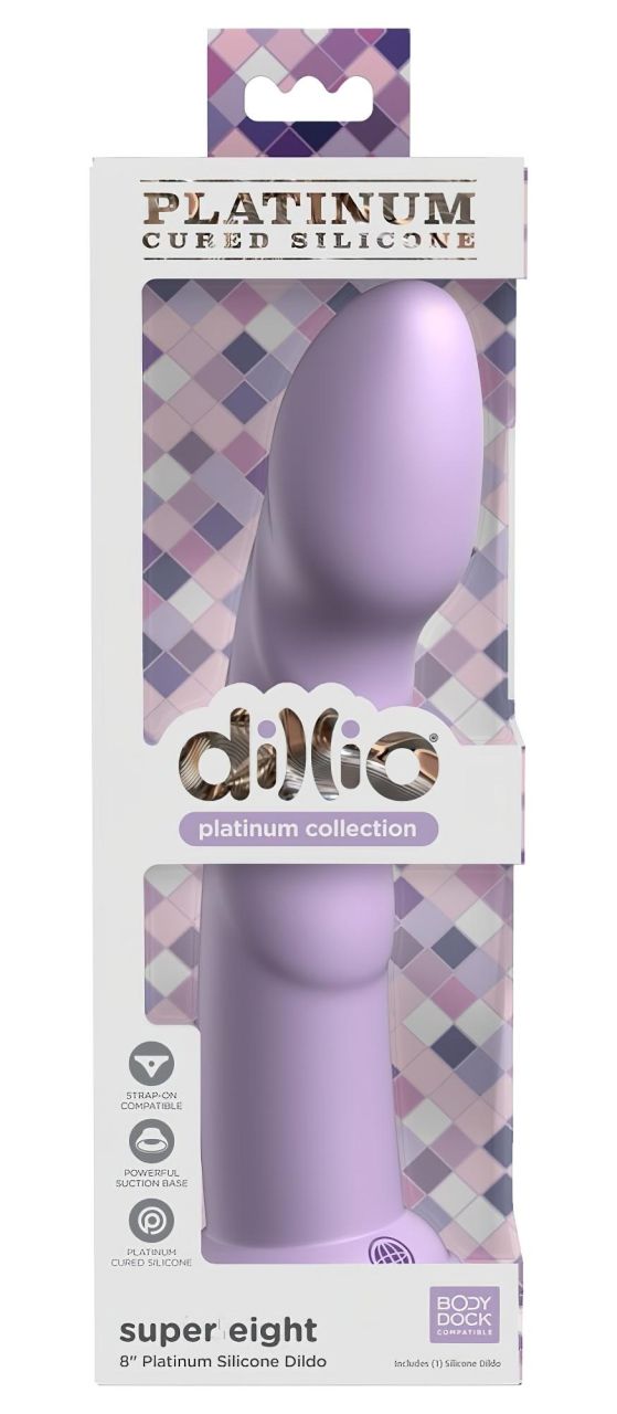 Dillio Super Eight - tapadótalpas szilikon dildó (21cm) - lila