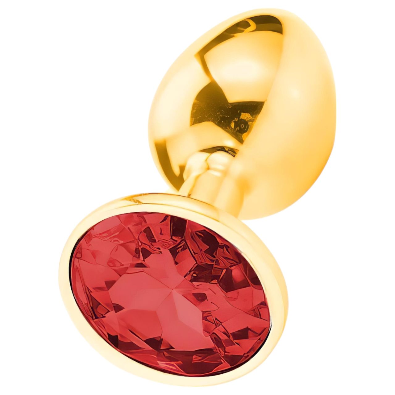 Sunfo - fém anál plug piros kővel (arany) Sunfo - fém anál plug piros kővel (arany)