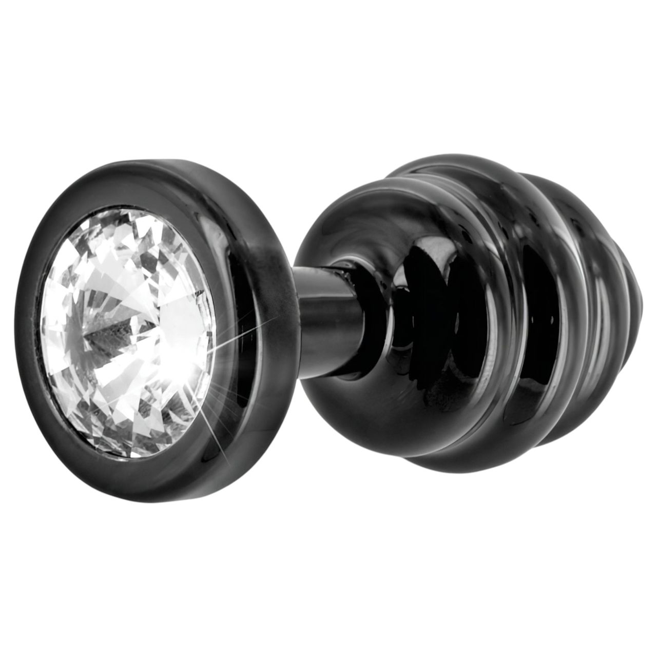 / DIOGOL Anni - bordázott butt plug - fekete - (3 cm) / DIOGOL Anni - bordázott butt plug - fekete - (3 cm)