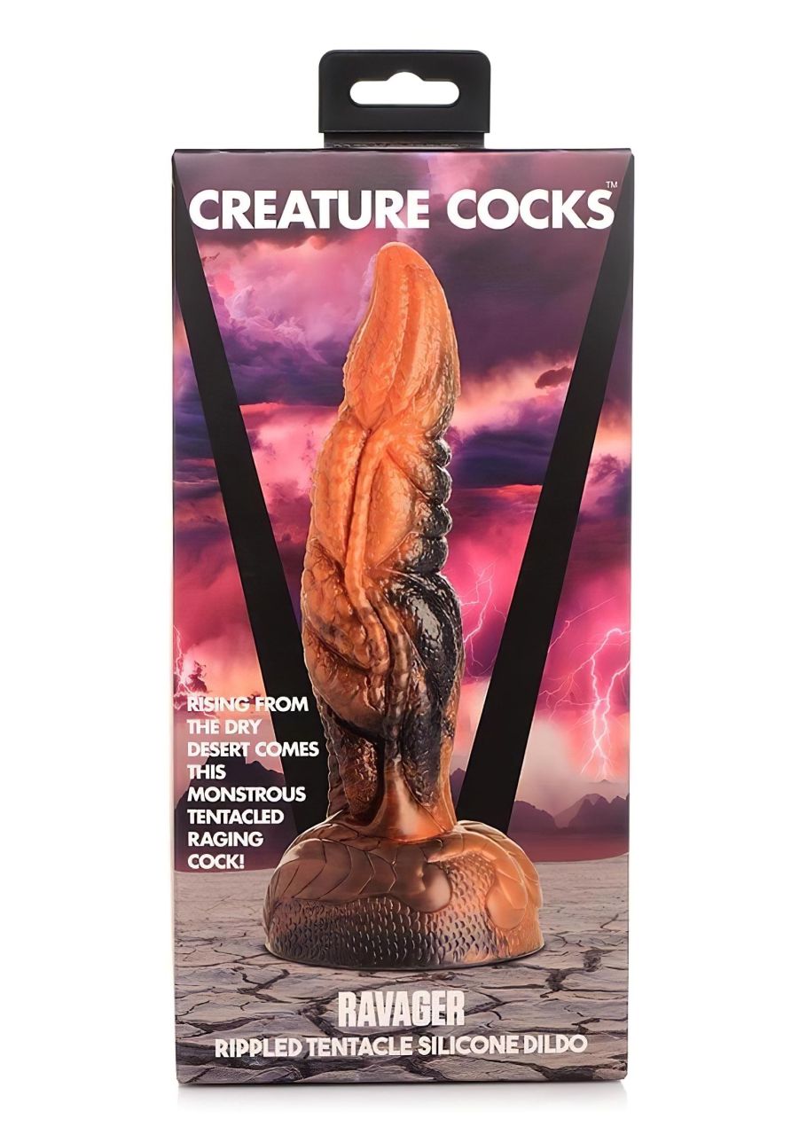 Creature Cocks Ravager - textúrált szilikon dildó - 20cm (narancs)