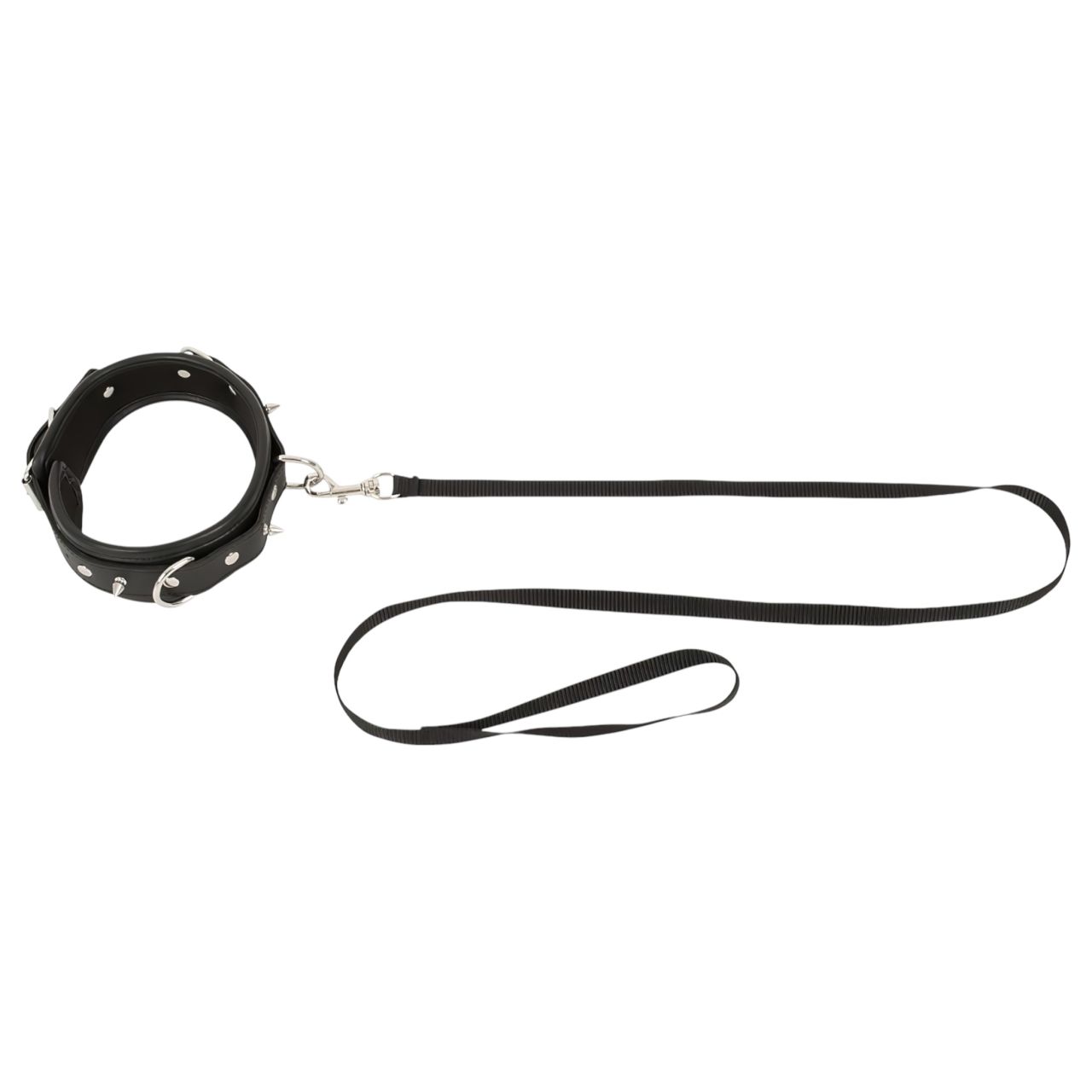 / Bad Kitty - tüskés, szegecses nyakörv és póráz (fekete)