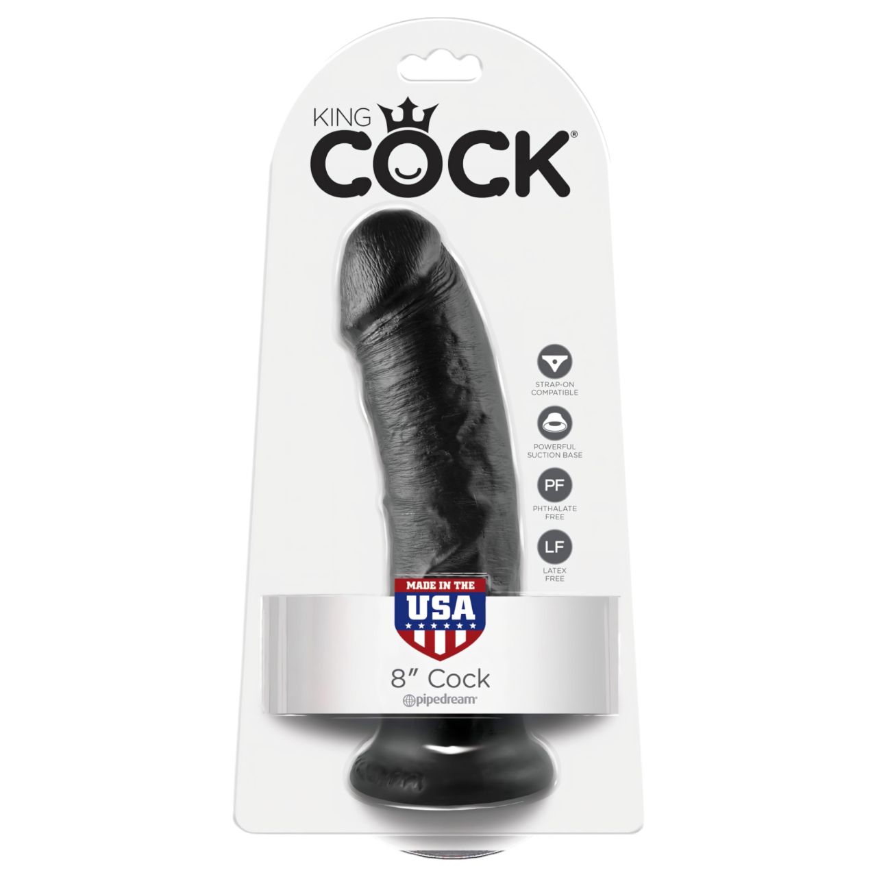 King Cock 8 dildó (20 cm) - fekete