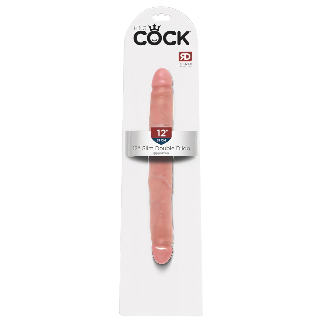 King Cock 12 Slim - élethű dupla dildó (31cm) - natúr