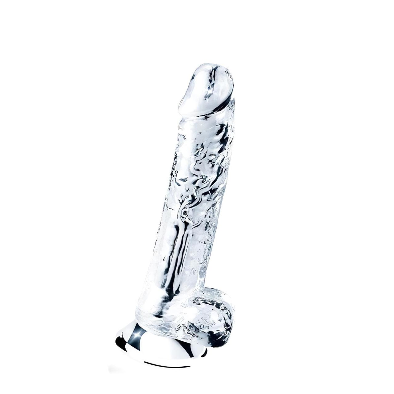 Lovetoy Flawless Clear - tapadótalpas, herés dildó - 19cm (áttetsző)