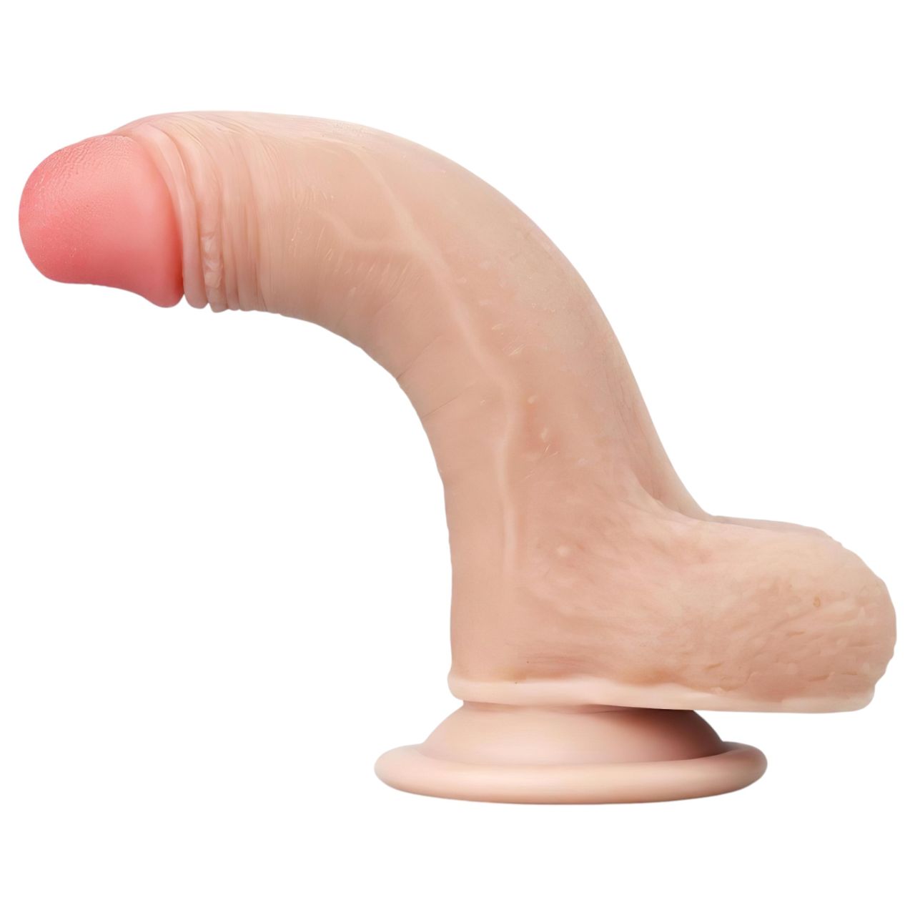 Lovetoy Sliding-Skin - kétrétegű tapadótalpas dildó - 18cm (natúr)