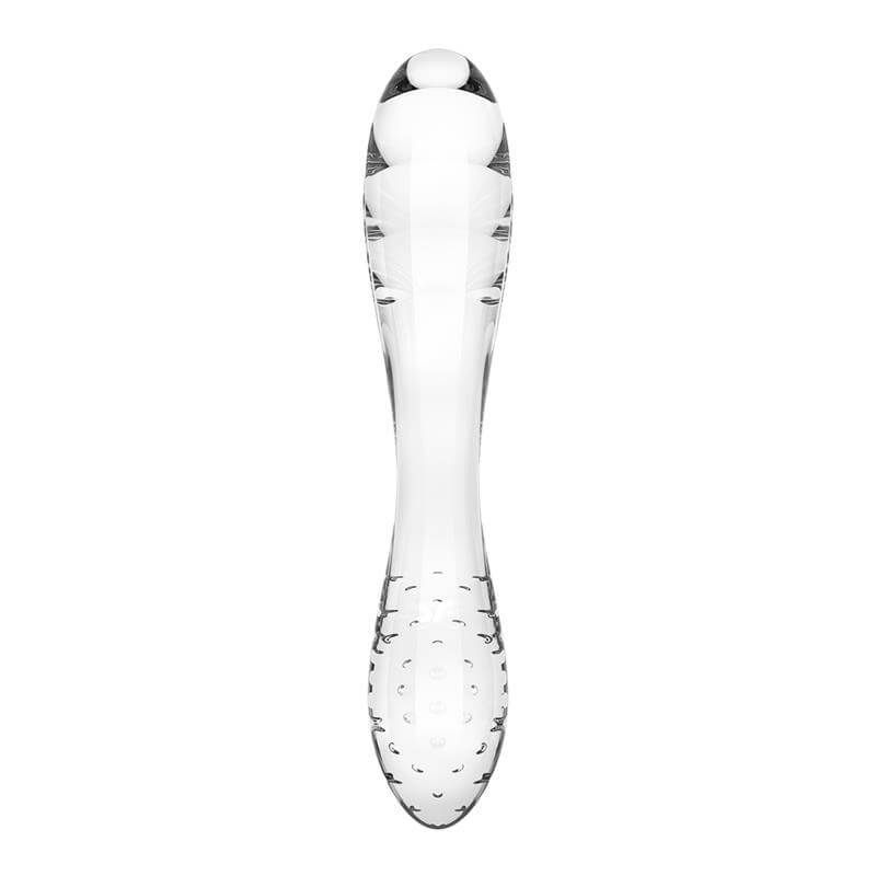 Satisfyer Dazzling Crystal 1 - 2 végű üveg dildó (áttetsző)