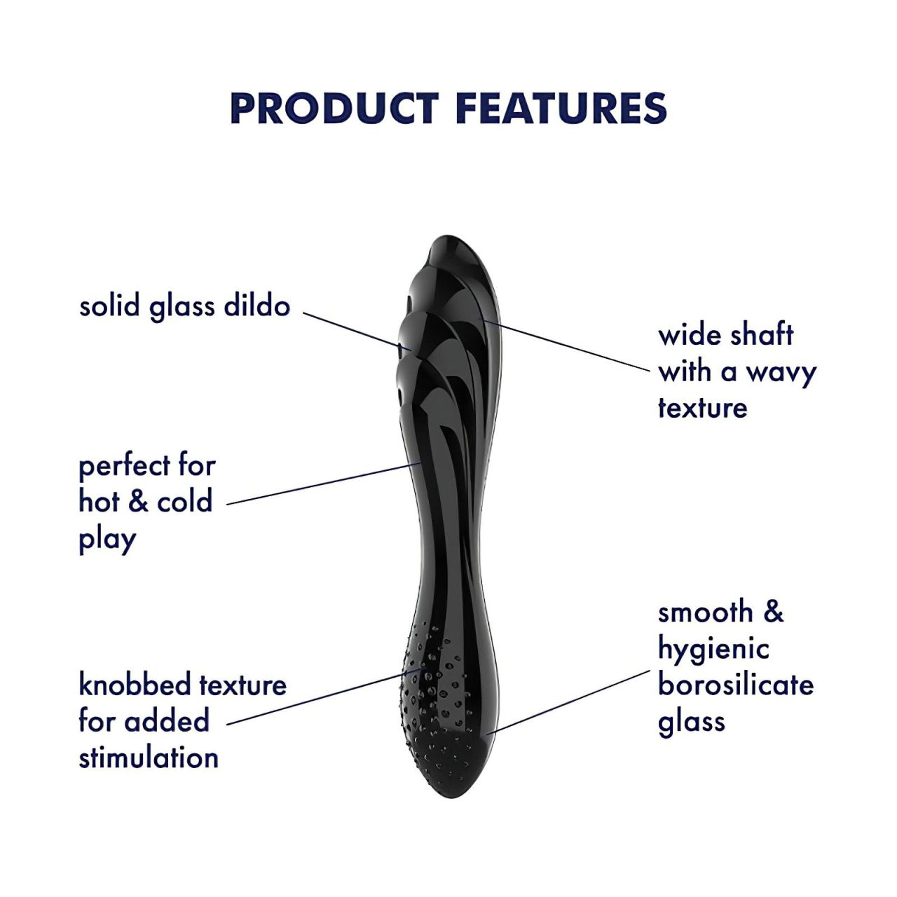 Satisfyer Dazzling Crystal 1 - kétvégű üveg dildó (fekete)