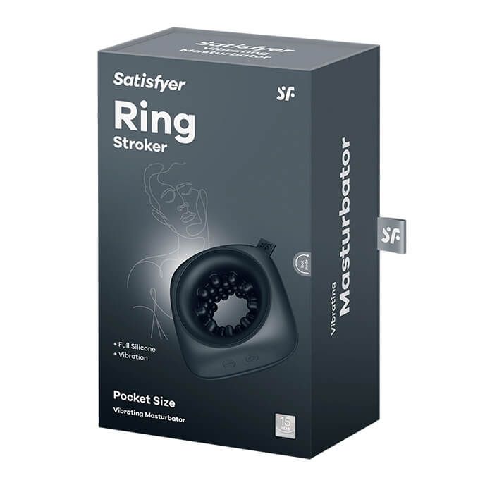 Satisfyer Ring Stroker - akkus, vibrációs maszturbátor (fekete)