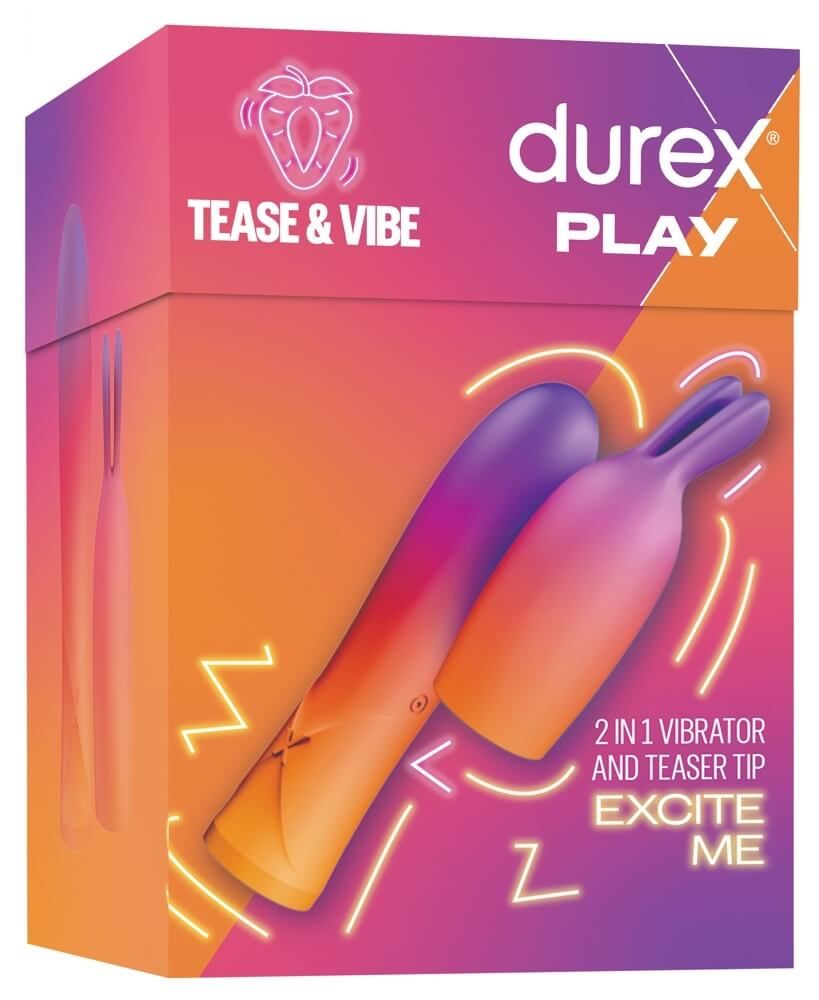 Durex Tease & Vibe - akkus rúdvibrátor nyuszis csiklóizgatóval (pink)