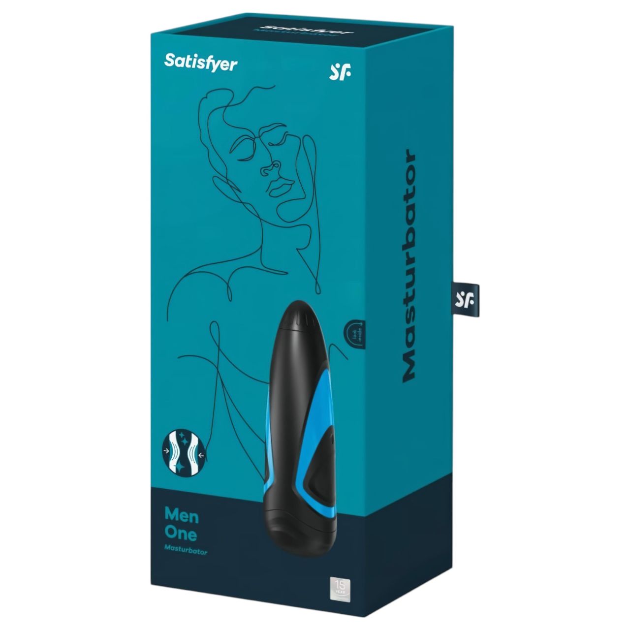 Satisfyer Men One maszturbátor és Lusty Tongues betét (kék-fekete)