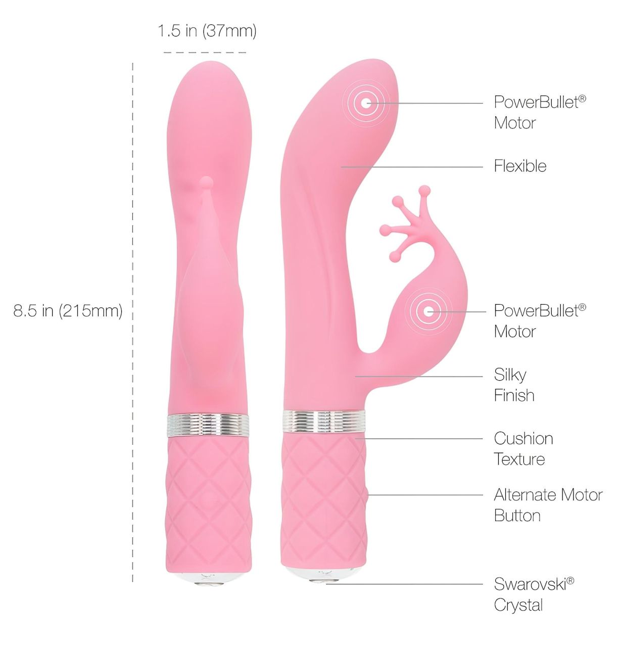 Pillow Talk Kinky - akkus, 2 motoros G-pont vibrátor (pink)