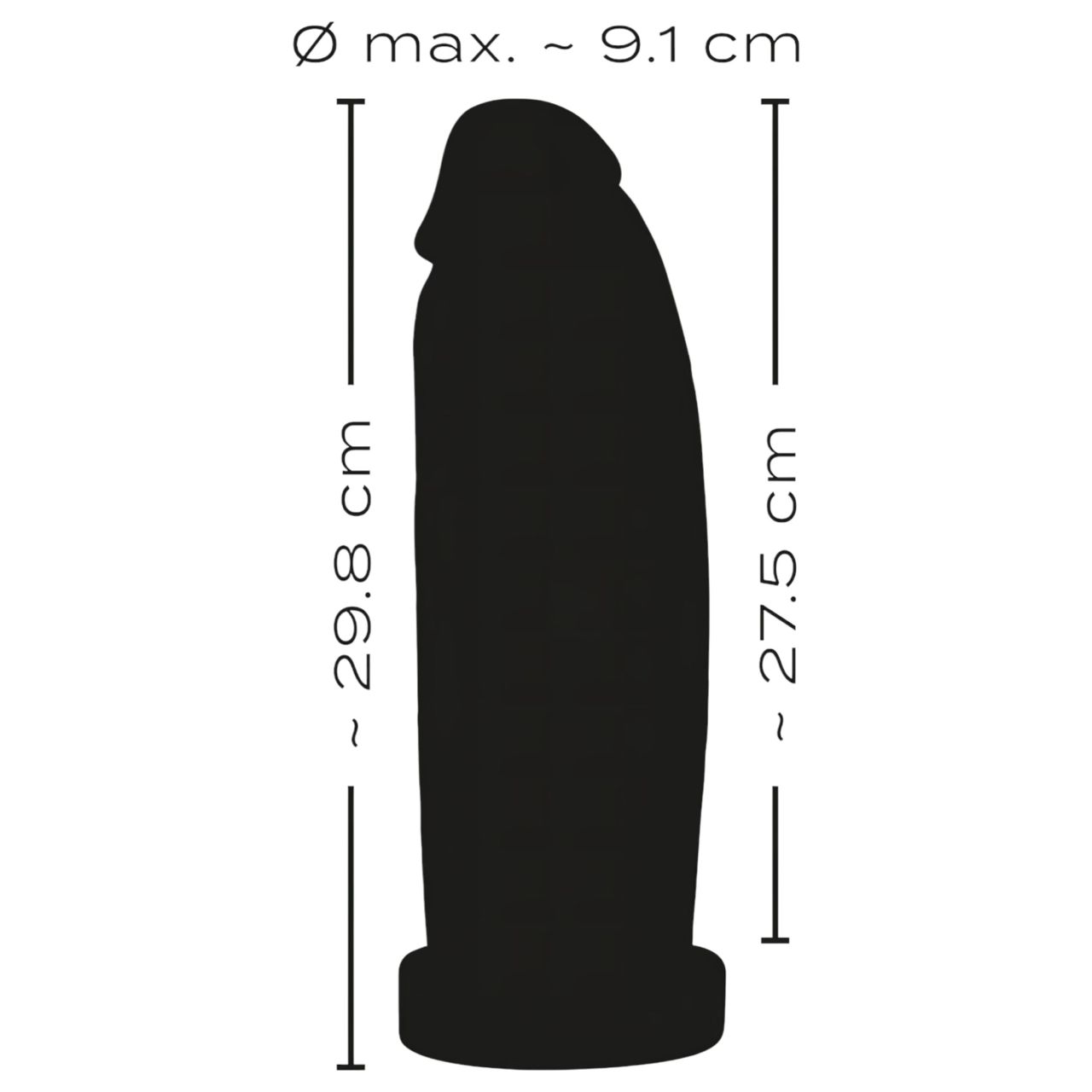 Realistixxx Real Giant - giga dildó - 30 cm (fekete)